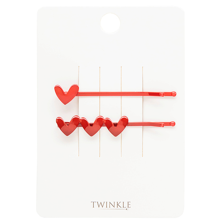 Изображение товара TWINKLE Заколки-невидимки для волос RED HEARTS, 2 шт.