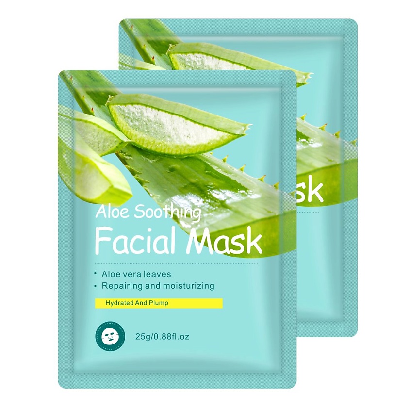 Изображение товара SKAILIE Набор масок тканевых увлажняющих с экстрактом алоэ вера, 2 шт.