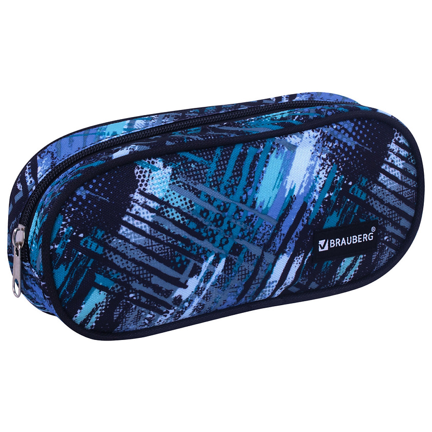 Изображение товара BRAUBERG Пенал-косметичка, овальный, Lines, Синий