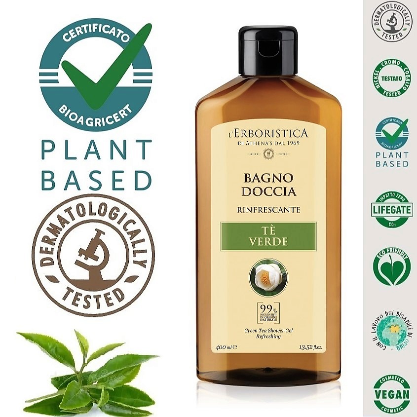 Изображение товара L`ERBORISTICA Натуральный Гель для душа концентрированный, парфюмный, тонизирующий "Зеленый чай", 400 мл