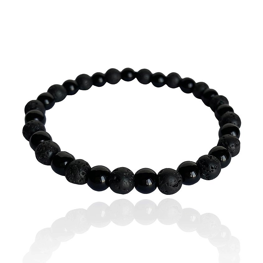 Изображение товара LAPUSH Браслет на руку с черным агатом и вулканической лавой, цвет: Черный, размер: 18 см
