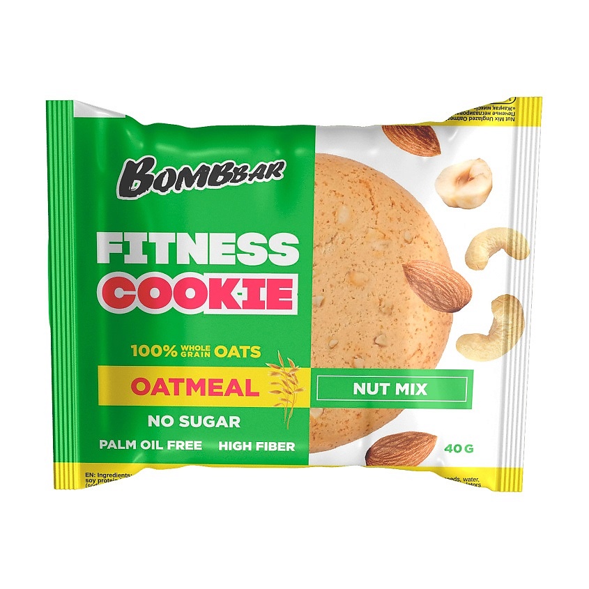 Изображение товара BOMBBAR Печенье неглазированное овсяное Ореховый микс, 40 г