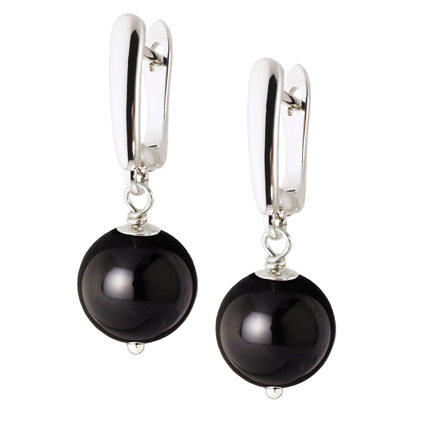 Изображение товара Серьги ALERIE-ACCESSORIES Forever Black Агат 12 мм Английский замок