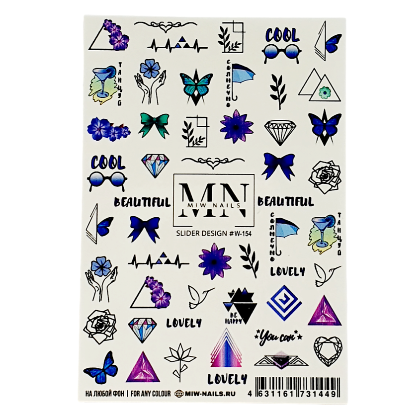 Изображение товара Модные водные слайдеры для ногтей MIW NAILS фиолетовый дизайн 1 шт Изображение товара Модные водные слайдеры для ногтей MIW NAILS фиолетовый дизайн 1 шт