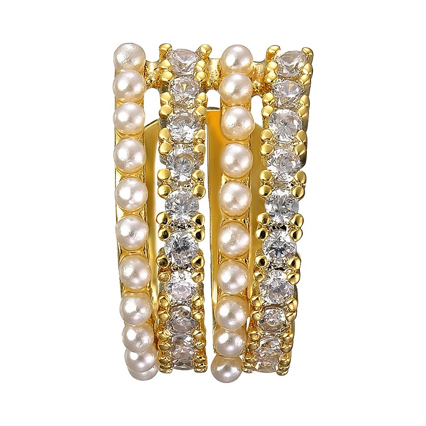Изображение товара UVI JEWELLERY Кафф с микрожемчугом и прозрачными кристаллами, золотой