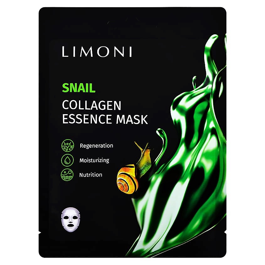 Изображение товара LIMONI Маска для лица тканевая регенерация и восстановление с муцином улитки и коллагеном, 1 шт