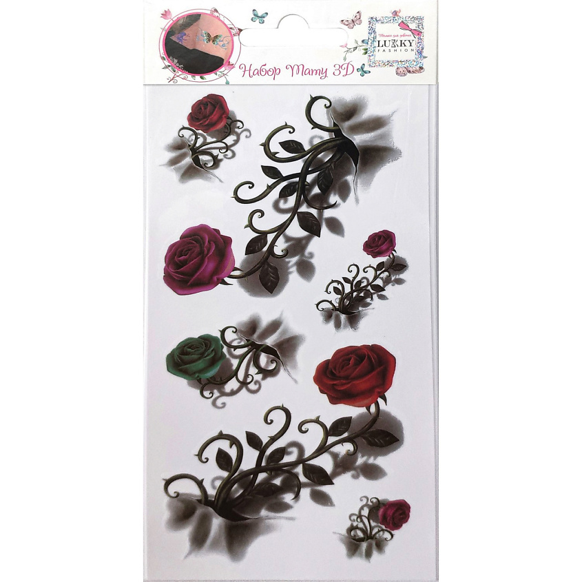 Изображение товара LUKKY набор переводных 3D тату розы 1 шт для детей и подростков