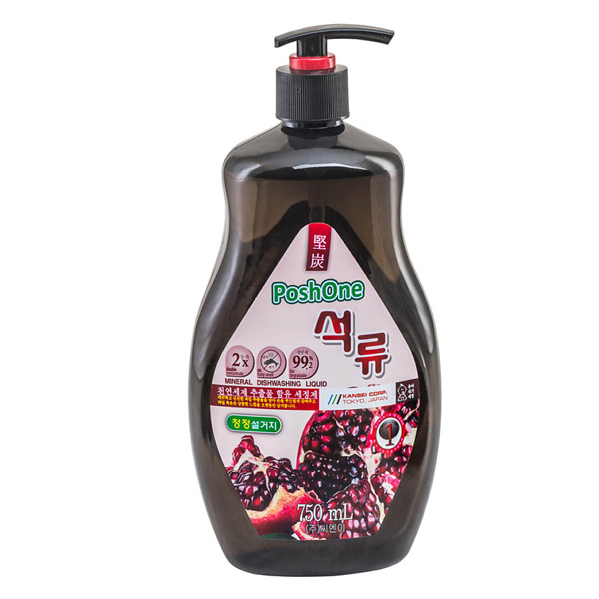 Изображение товара POSHONE Средство-концентрат для мытья посуды, фруктов и детских принадлежностей с экстрактом граната, 750 мл