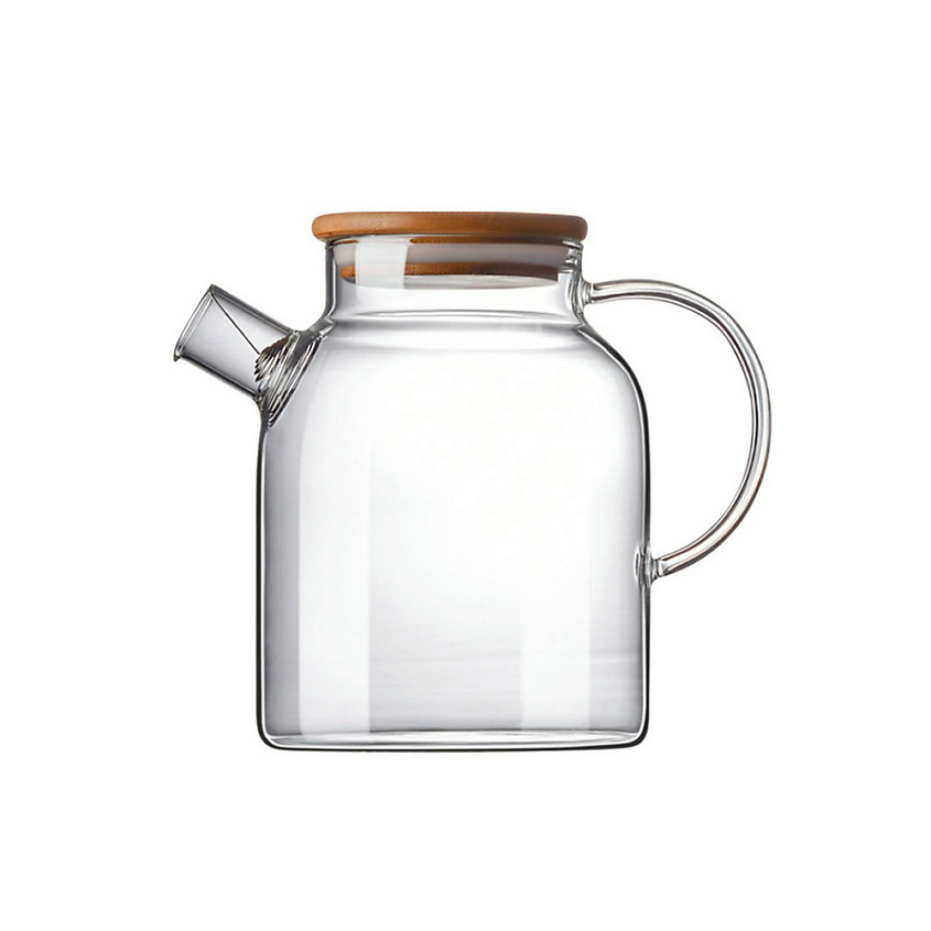 Изображение товара KIMBERLY Чайник для заваривания с ситечком и бамбуковой крышкой, 1700 мл, цвет: Прозрачный, 1 шт