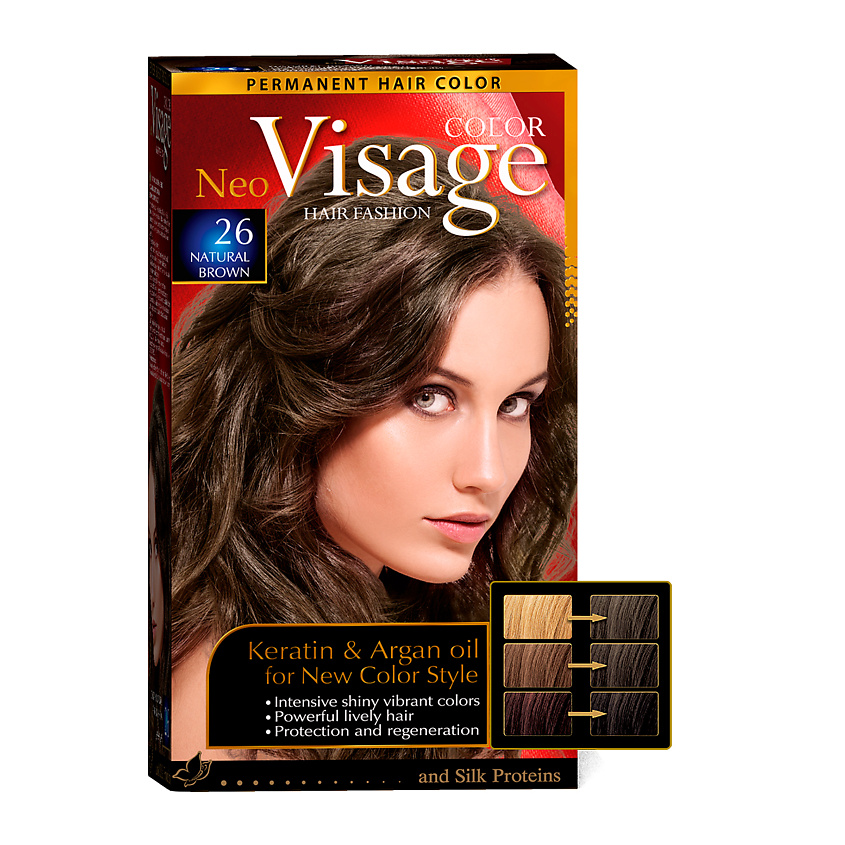 Изображение товара VISAGE COLOR HAIR FASHION Краска для волос Тёмно-пепельно русый Dark Ash Blond 12, цвет: Натурально-коричневый 26