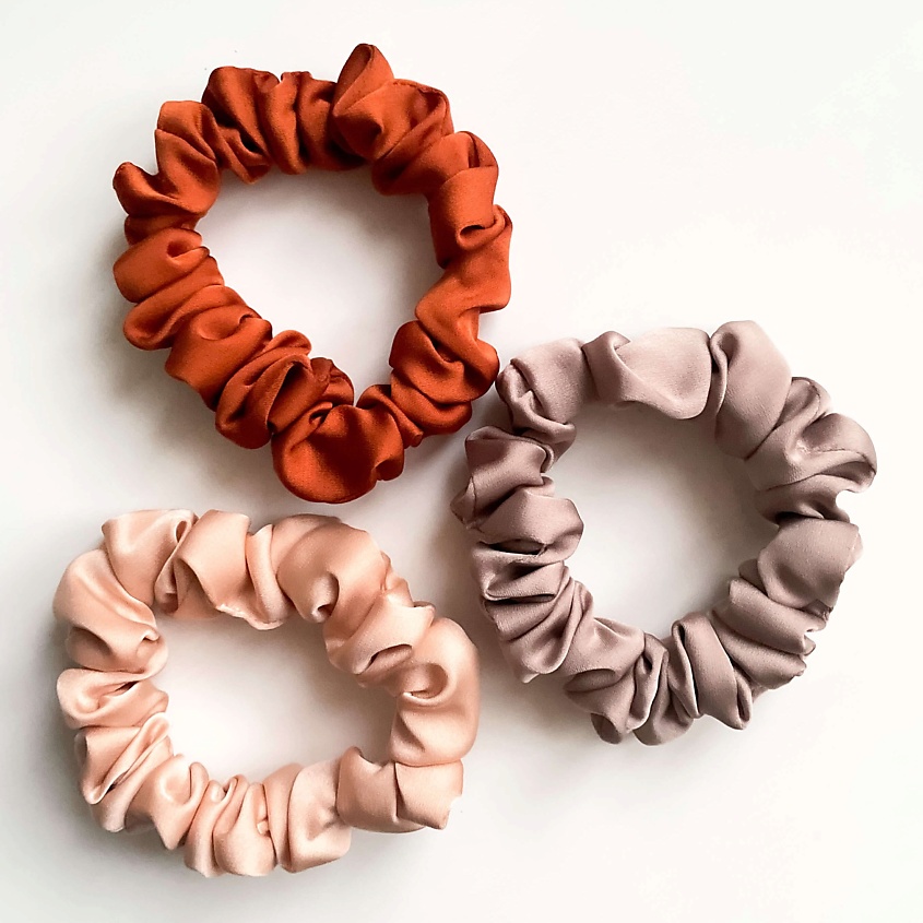 Изображение товара Набор из 3 узких резинок для волос 8 HORAS of silk искусственный шелк корица