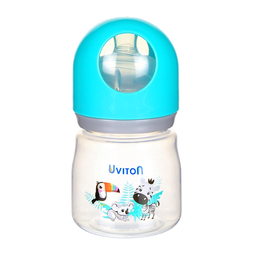 Изображение товара UVITON ZOO Бутылочка широкое горлышко 125 мл, цвет: Голубой