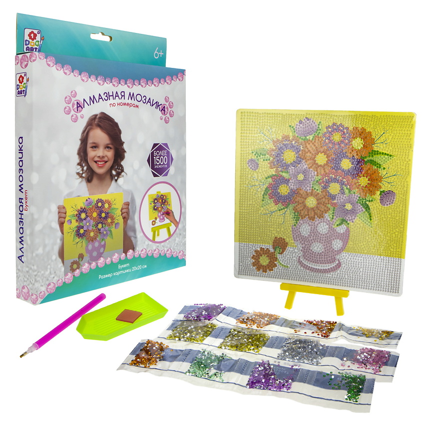 Изображение товара Набор для творчества 1TOY Алмазная мозаика Букет 20х20 см для детей и взрослых