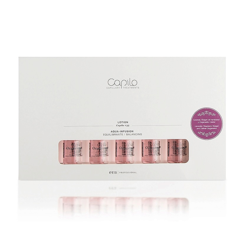 Изображение товара EVA PROFESSIONAL HAIR CARE Набор: Лосьон для жирной кожи головы против перхоти Capilo Ekilibrium Aqua-Infusion N.35, 10х7 мл