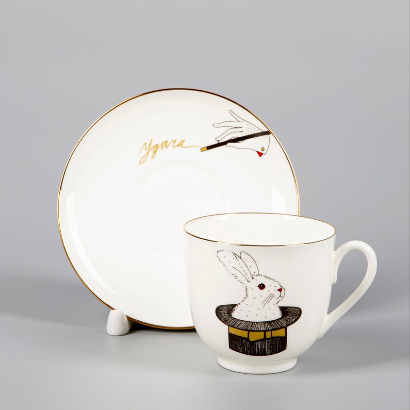 Изображение товара ИМПЕРАТОРСКИЙ ФАРФОРОВЫЙ ЗАВОД Чашка с блюдцем кофейная "Фокус. Удача", 1 шт.