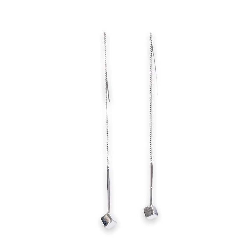 Изображение товара FOROSTINA.K Серьги-протяжки Куб, цвет: Серебряный