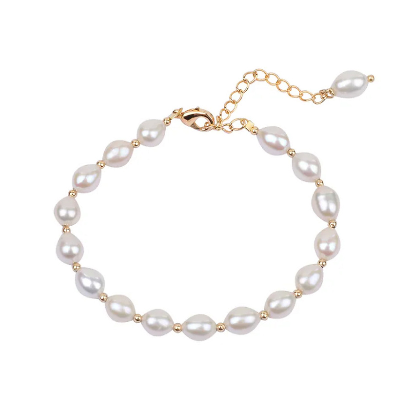Изображение товара MORZA Браслет женский на руку барочный жемчуг бижутерия, цвет: золотой, 17 размер, размер: 17