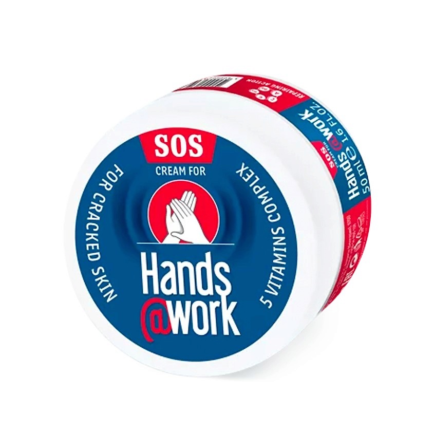 Изображение товара HANDS@WORK SOS Крем для рук регенерирующий (комплекс из 5 витаминов А, С, Е, В3 и В5), 50 мл