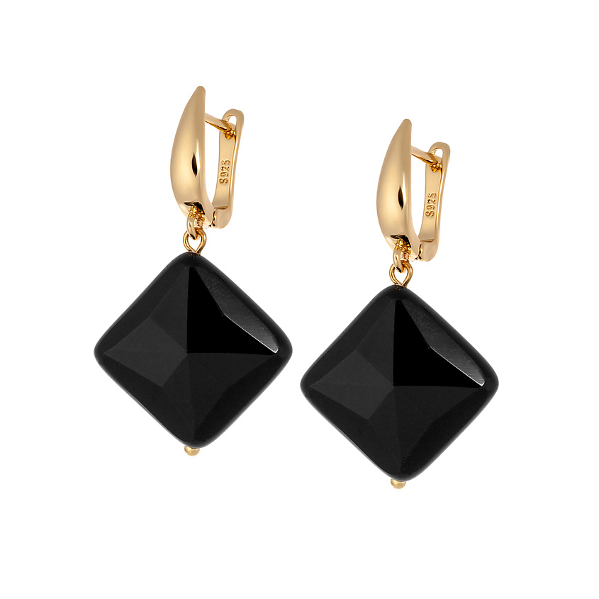 Изображение товара KOSHIKA Серьги Крупные с черным Агатом (ониксом), цвет: Черный