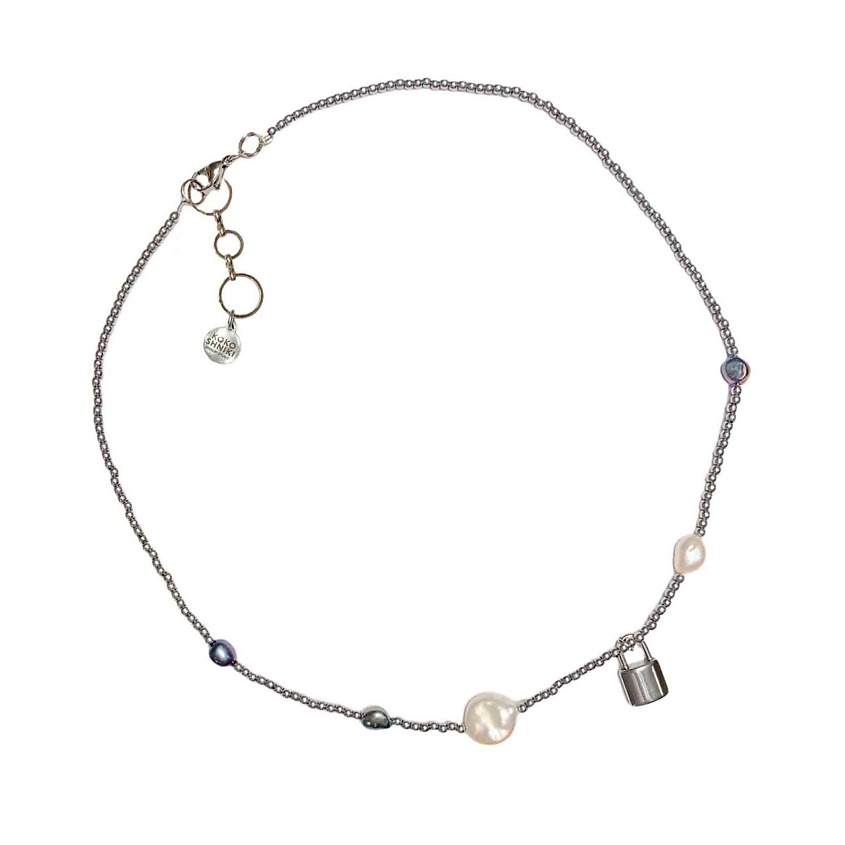 Изображение товара Колье чокер серебристого цвета с замком унисекс 43 см + удлинитель