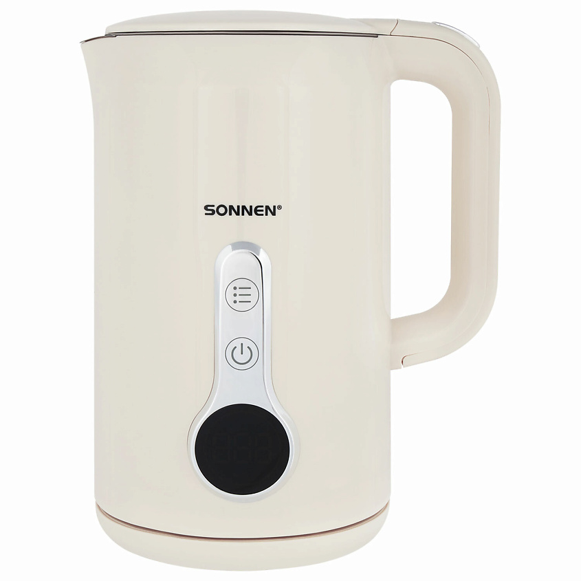 Изображение товара SONNEN Чайник с терморегулятором и дисплеем KT-8721, цвет: Бежевый, 1 шт