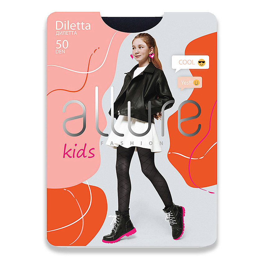 Изображение товара ALLURE Колготки детские "Ромбы" 50 ден синий, размер 128-134