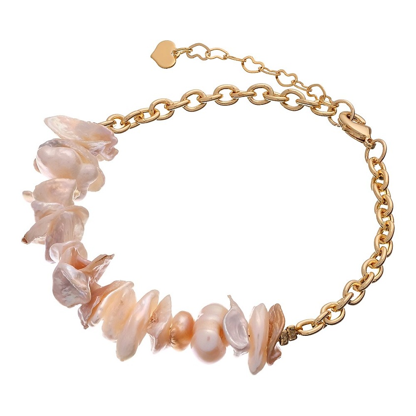 Изображение товара UVI JEWELLERY Золотистый браслет на цепочке с культивированным жемчугом, цвет: золотой, размер: 19