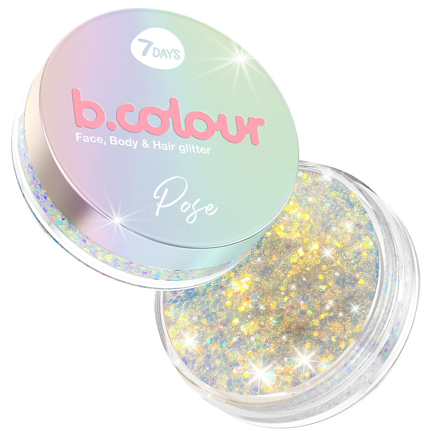 Изображение товара 7DAYS Глиттер для лица, тела, волос B.COLOUR, 01 POSE