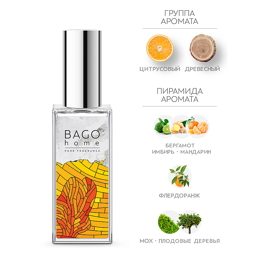 Изображение товара Ароматический спрей для дома BAGO home Апельсиновая роща 50 мл