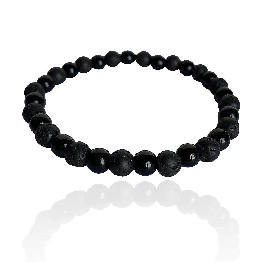 Изображение товара Браслет из вулканической лавы и черного агата на руку 20 см