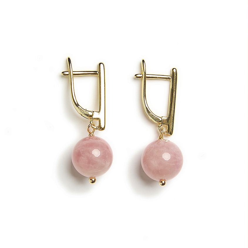 Изображение товара MORZA Серьги с розовым кварцем бижутерия, золотой