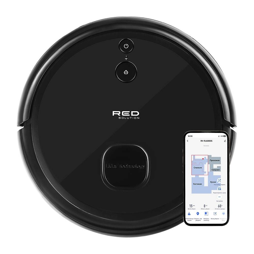 Изображение товара RED SOLUTION Умный робот-пылесос solution RV-RL6000S Wi-Fi, Черный