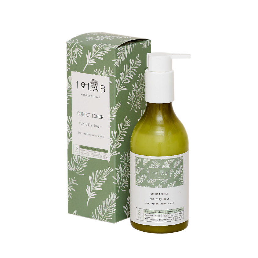 Изображение товара 19LAB Кондиционер для жирного типа волос "Легкость и объем", 247 мл