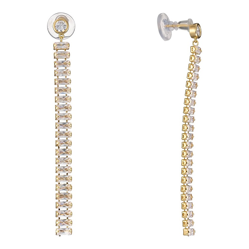 Изображение товара UVI JEWELLERY Золотистые серьги с дорожками прозрачных кристаллов, золотой