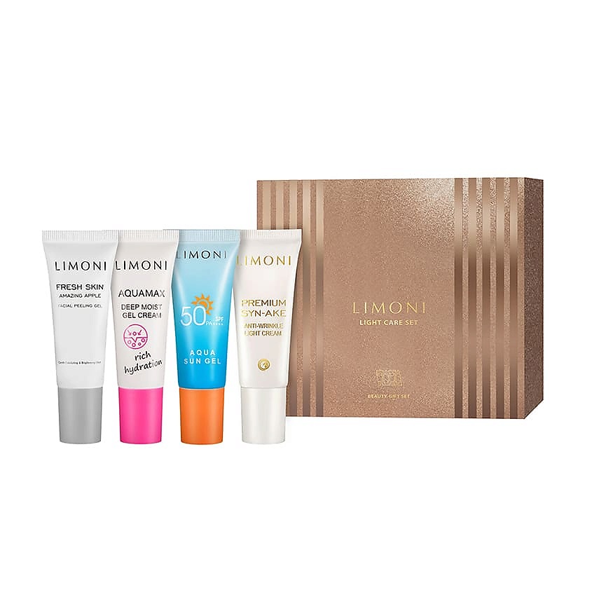 Изображение товара LIMONI дорожный набор для лица пилинг крем гель солнцезащита 4 средства 25мл