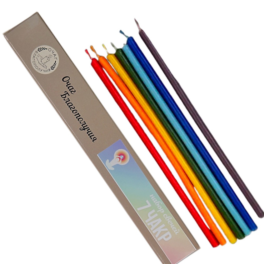 Изображение товара Набор свечей для активации 7 чакр натуральный пчелиный воск