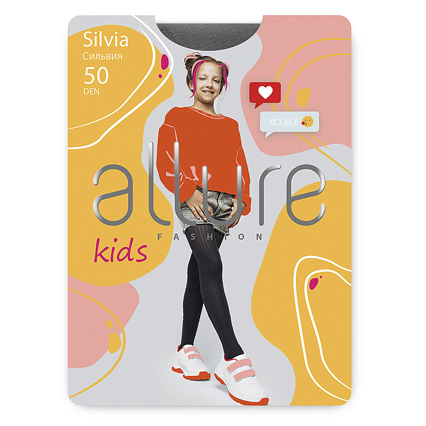 Изображение товара ALLURE Колготки детские "Полоска" 50 ден серый, размер 134-140