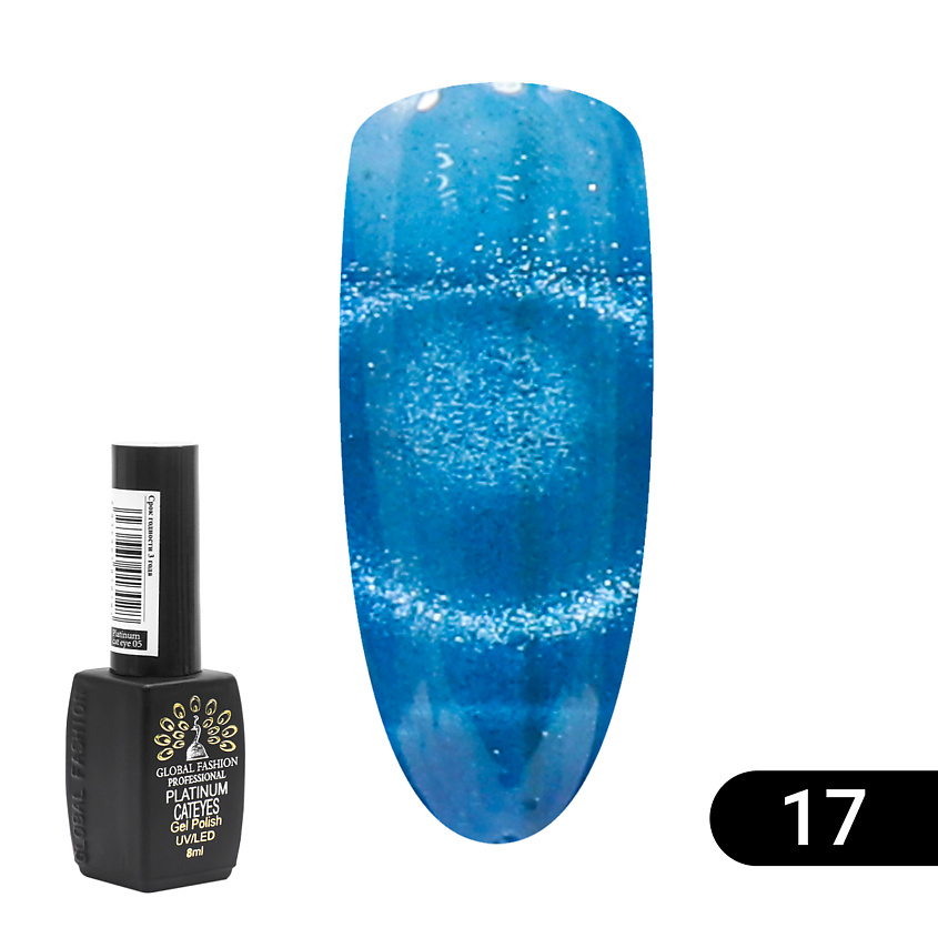 Изображение товара GLOBAL FASHION Гель лак кошачий глаз Platinum 01, цвет: Черный