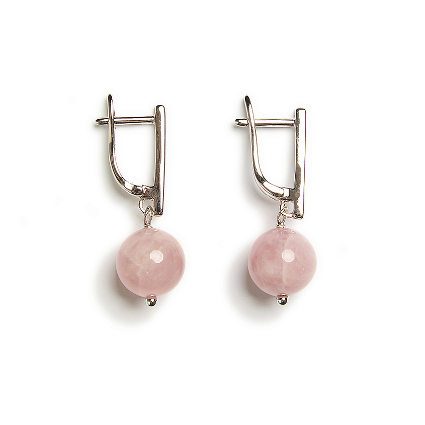 Изображение товара MORZA Серьги с розовым кварцем бижутерия, Серебряный