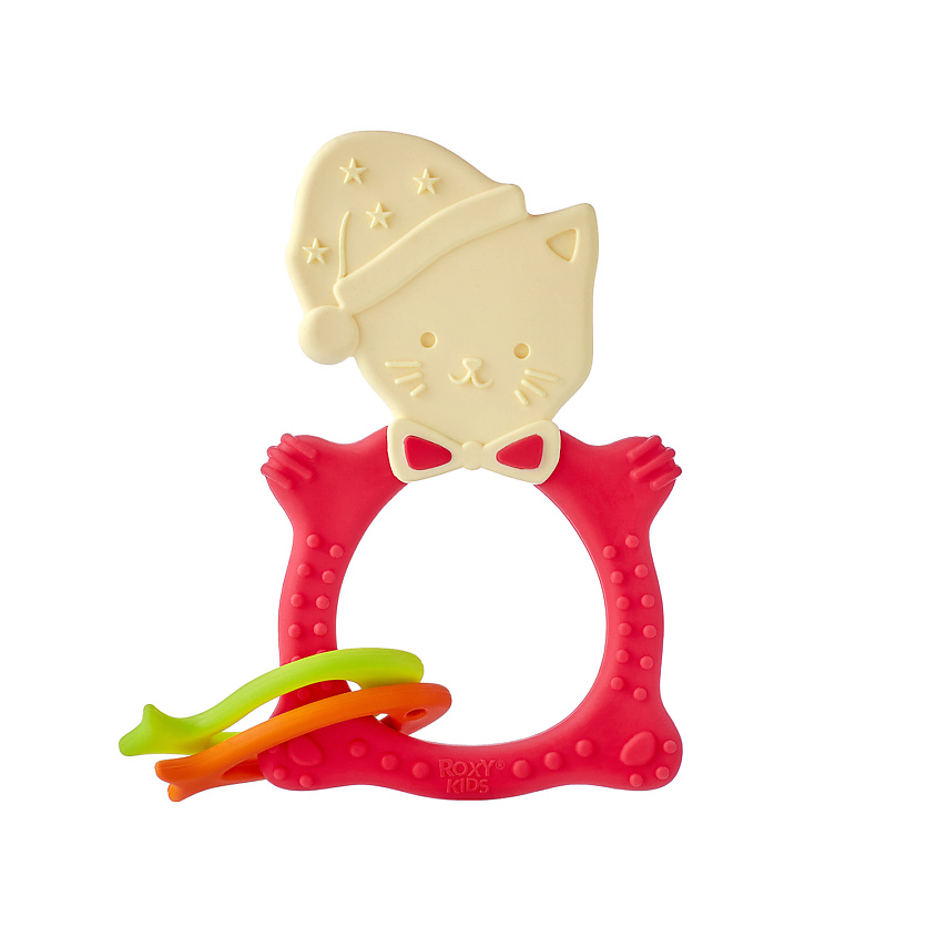 Изображение товара ROXY KIDS Универсальный прорезыватель MEOW TEETHER, Коралловый