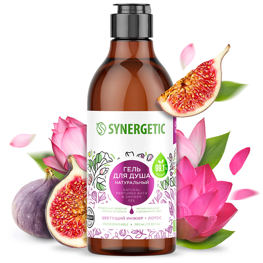 Изображение товара SYNERGETIC Гель для душа "Цветущий инжир и лотос", 380 мл