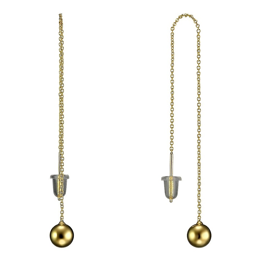 Изображение товара UVI JEWELLERY Серебристые серьги протяжки с шариками, золотой