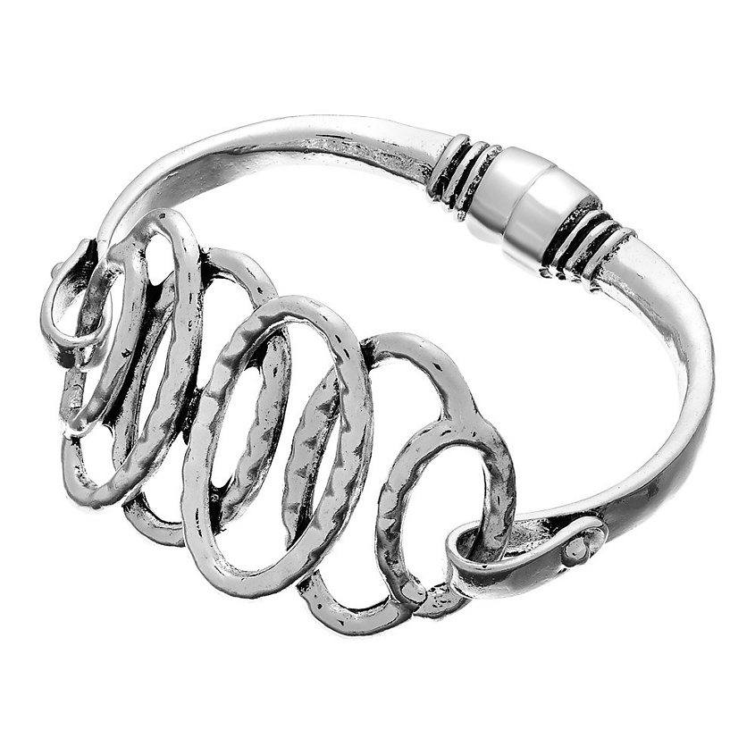 Изображение товара Серебристый браслет с чернением для женщин регулируемый 17-18 см стиль гранж