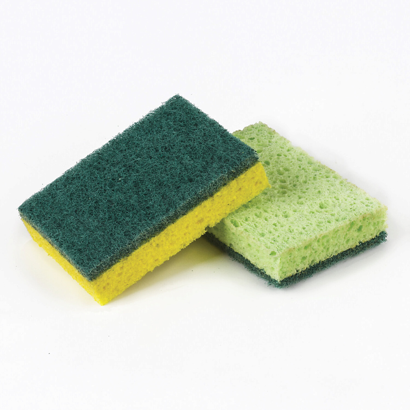 Изображение товара Бытовые губки LAIMA из целлюлозы с абразивом, 2 шт для уборки и мытья посуды