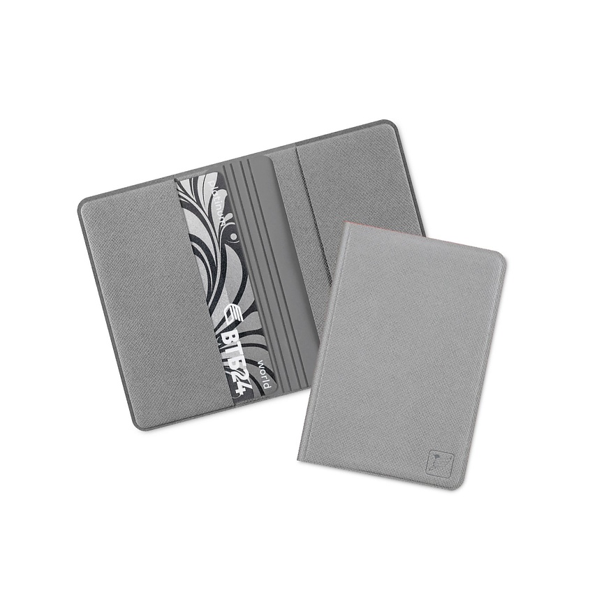 Изображение товара FLEXPOCKET Чехол из экокожи на 4 пластиковые карты с их защитой от списания, цвет: Серый