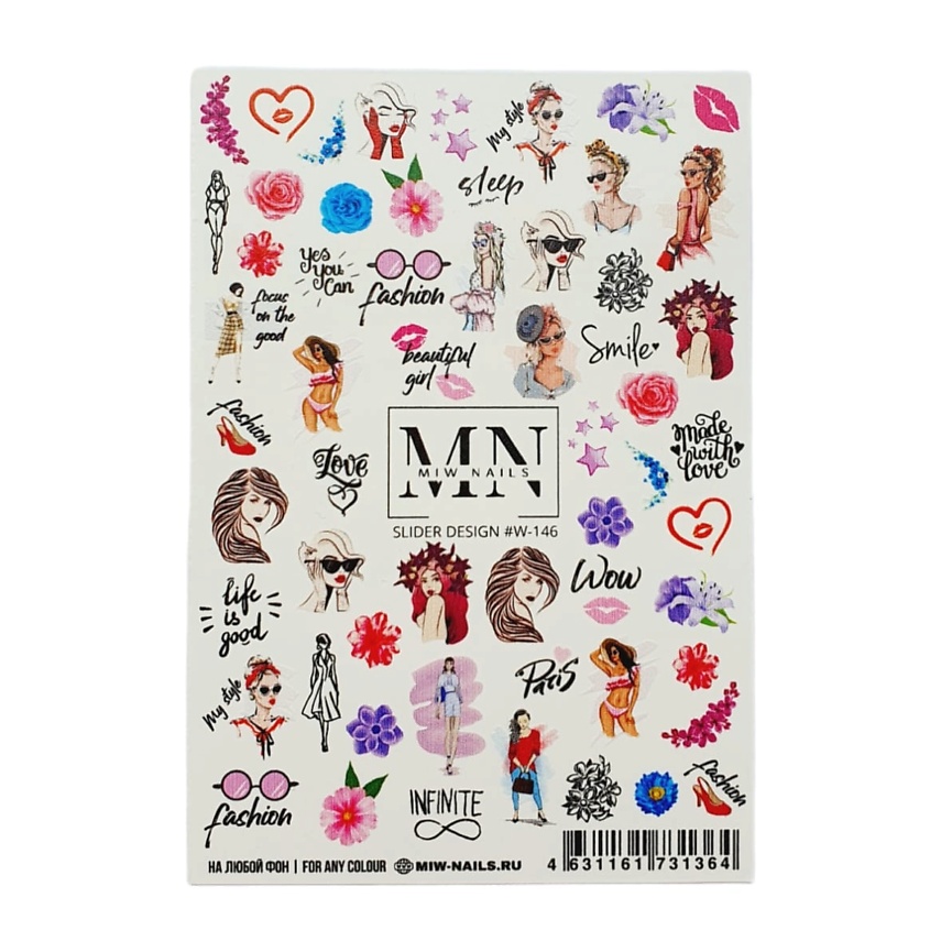 Изображение товара MIW NAILS Слайдеры для ногтей на любой фон Девушки модели, 1 шт.
