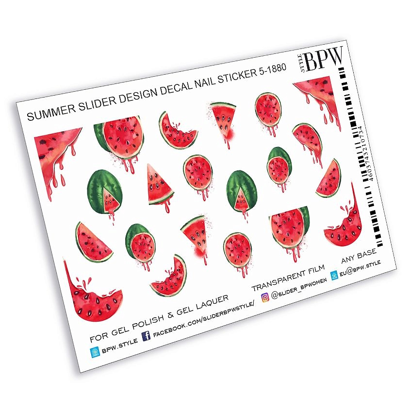 Изображение товара BPW.STYLE Слайдер-дизайн Арбузы для оригинального маникюра один шт.