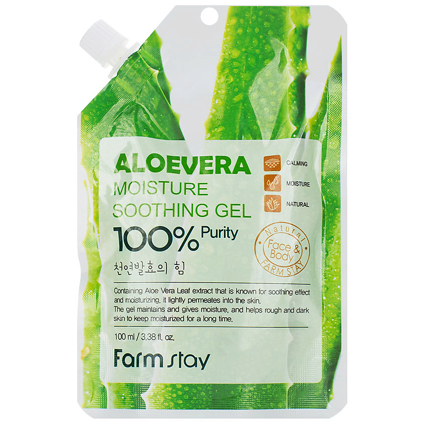 Изображение товара FARMSTAY Гель для лица и тела увлажняющий успокаивающий с экстрактом алоэ Moisture Soothing Gel Aloevera, 100 мл