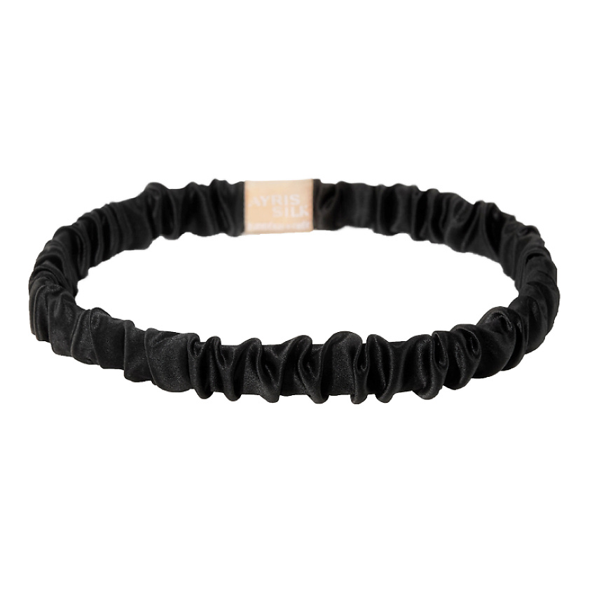 Изображение товара Шелковая повязка на голову AYRIS SILK черная узкая эластичная укладка аксессуар для волос