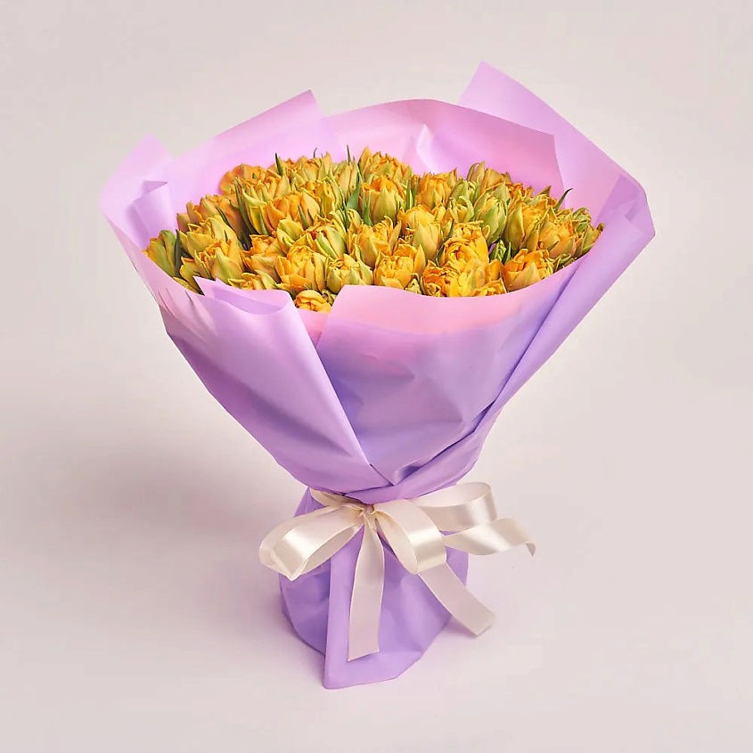 Изображение товара AZALIANOW ЦВЕТЫ. ПОДАРКИ. ДЕКОР Букет из 51 пионовидного оранжевого тюльпана в пленке, Букеты и композиции из живых цветов могут на несколько тонов отличаться от изображений. Часть цвета искажается в зависимости от настроек экрана.